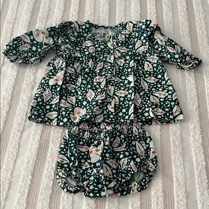Maison Me Green Floral Dress & Panty Set NWOT (3-6M)